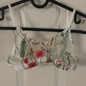 Mesh Floral Embroidered Bralette